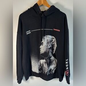 H&M Justin Bieber Changes Black Hoodie Pullover 2020 Album Art Graphic Size XL